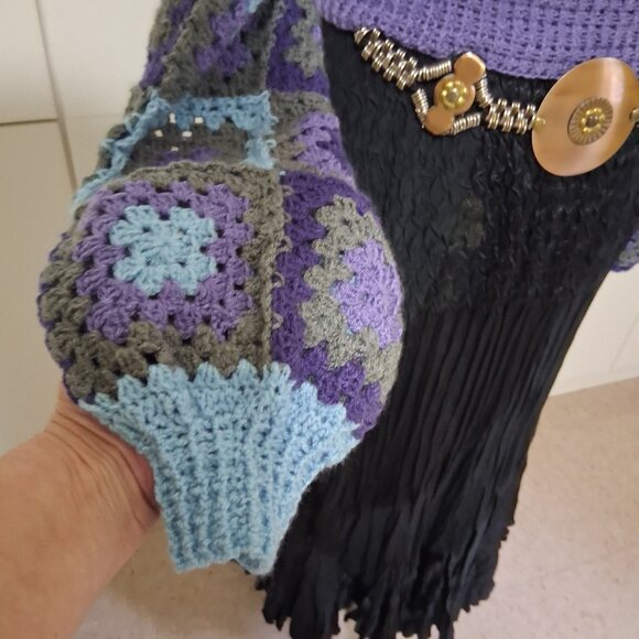 Granny Square Turtleneck Sweater S/M - Picture 6 of 8